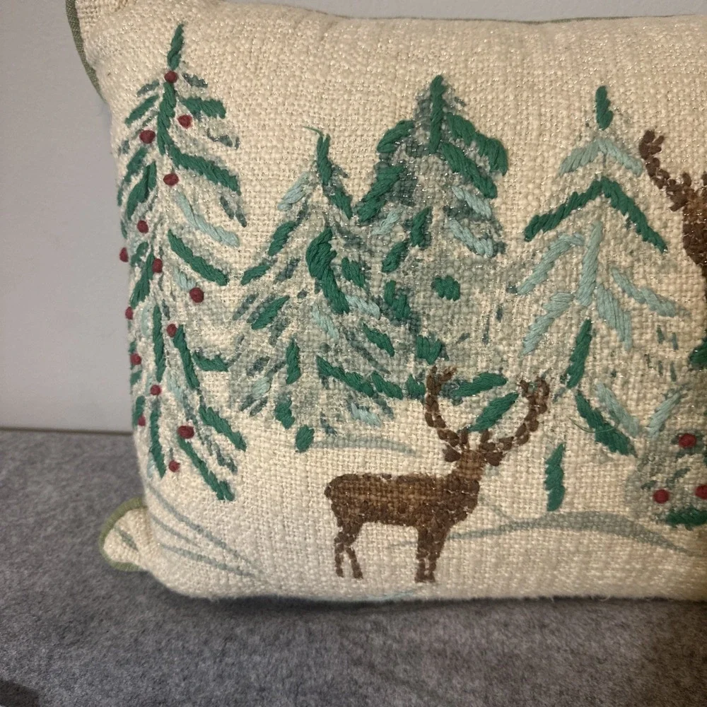 EnVogue Forest Deer Throw Pillow Rectangle Rustic Farmhouse Holiday‎